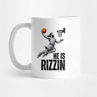 Funny Jesus Playing Basketball He is Rizzin' Mug